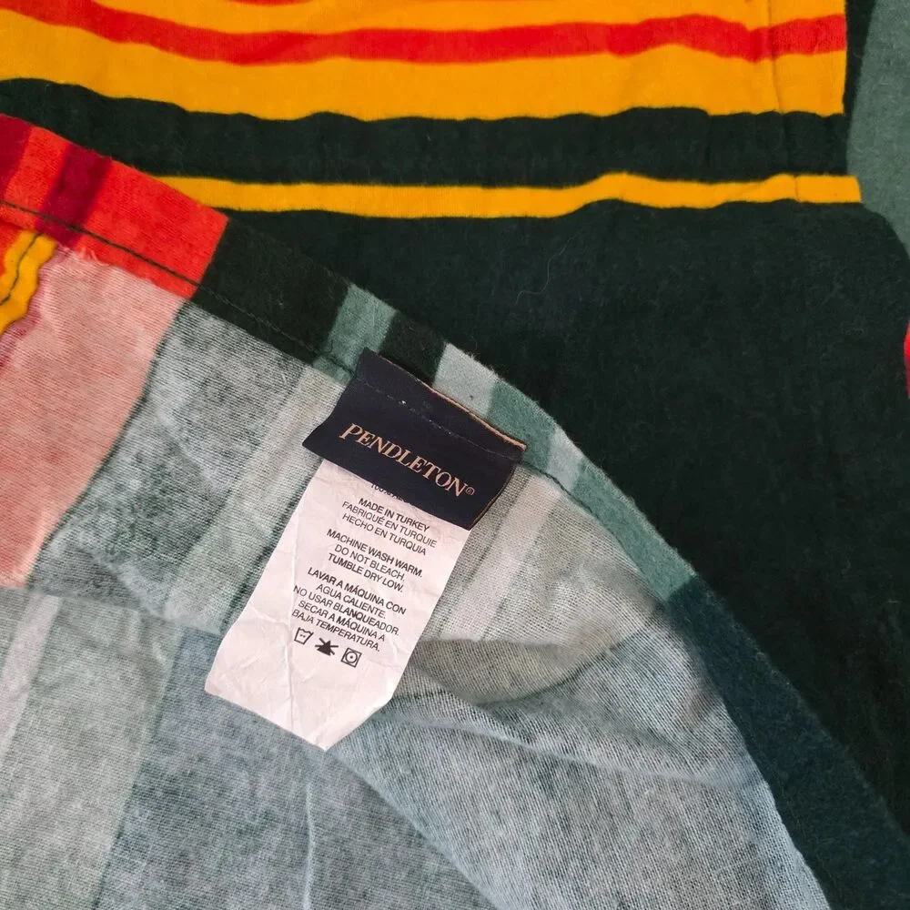 Pendleton King Flat Flannel Sheet 102”X108” Grand Canyon Stripes Cotton Blanket